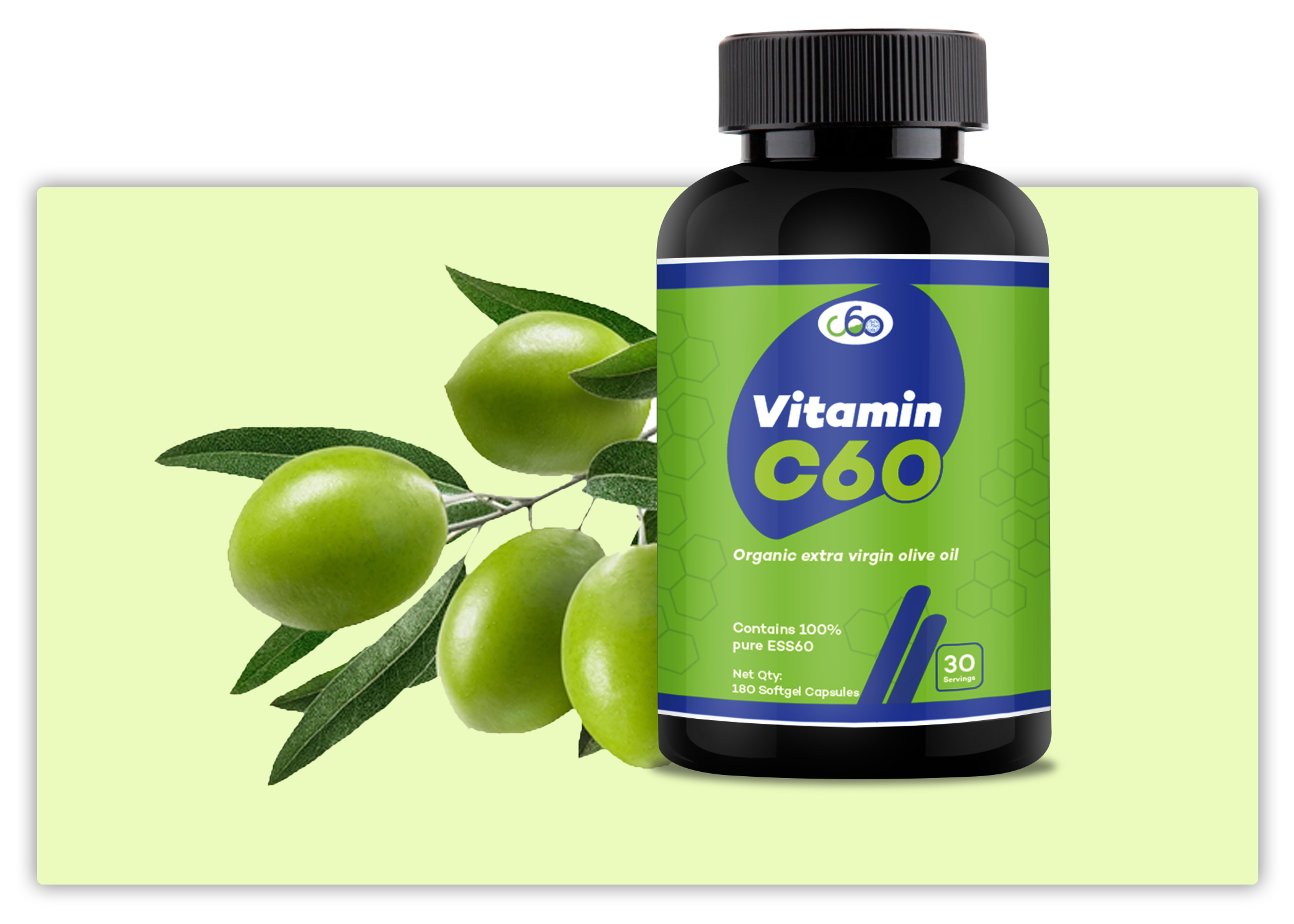 Vitamin C60 ESS60 in Olive Oil Softgel Capsules -30 count